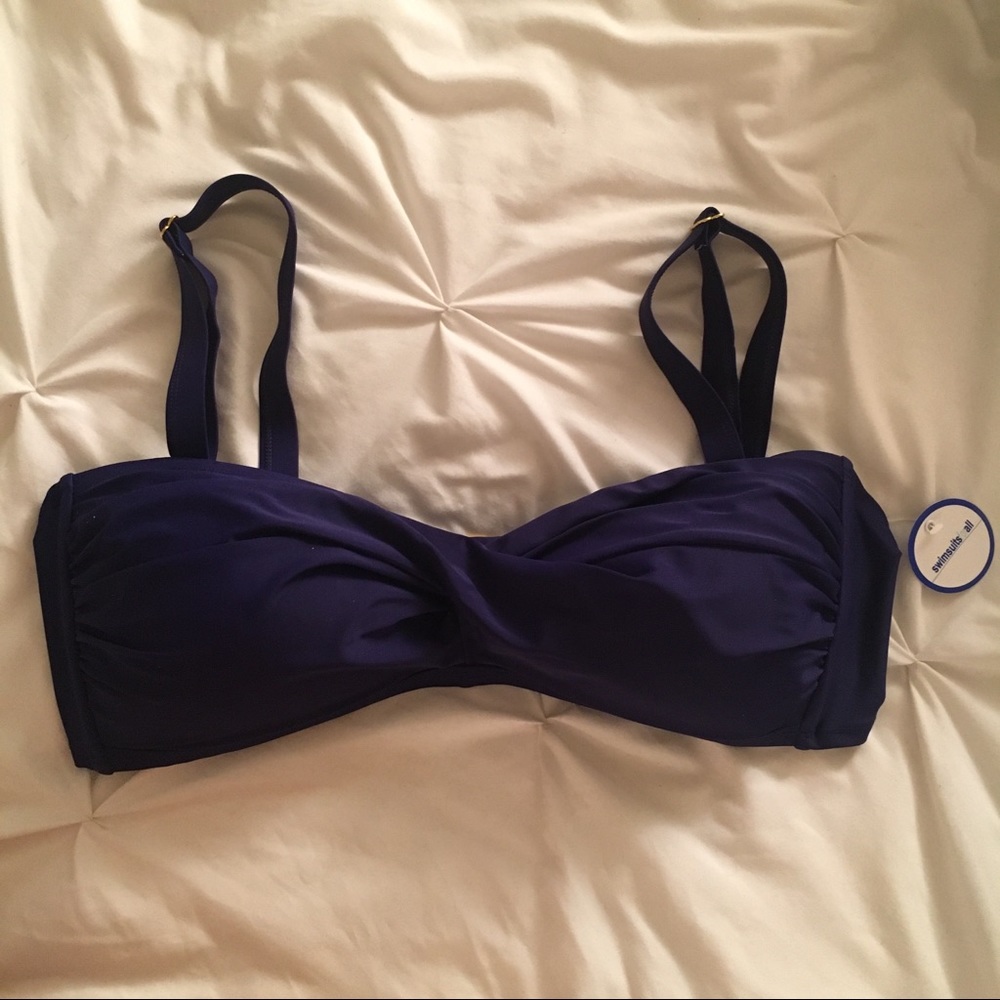 Sapphire bandeau swimsuit top w/ reversible straps
